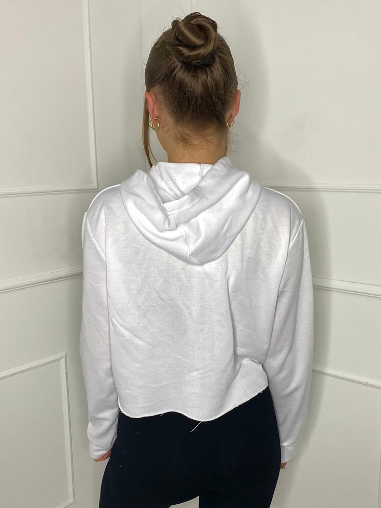 Wild Thang Cropped Hoodie - White