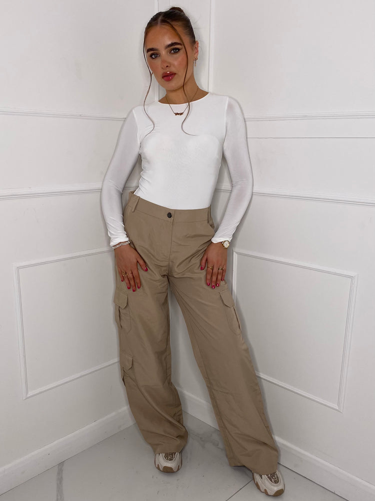 Round Neck Long Sleeve Bodysuit - White