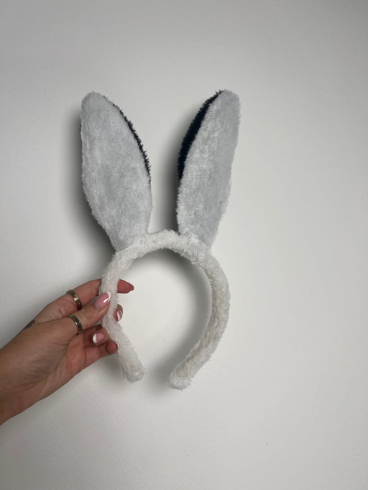Furry Bunny Ears - White/Black