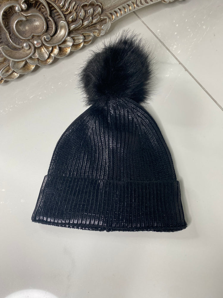 Metallic Bobble Hat - Black