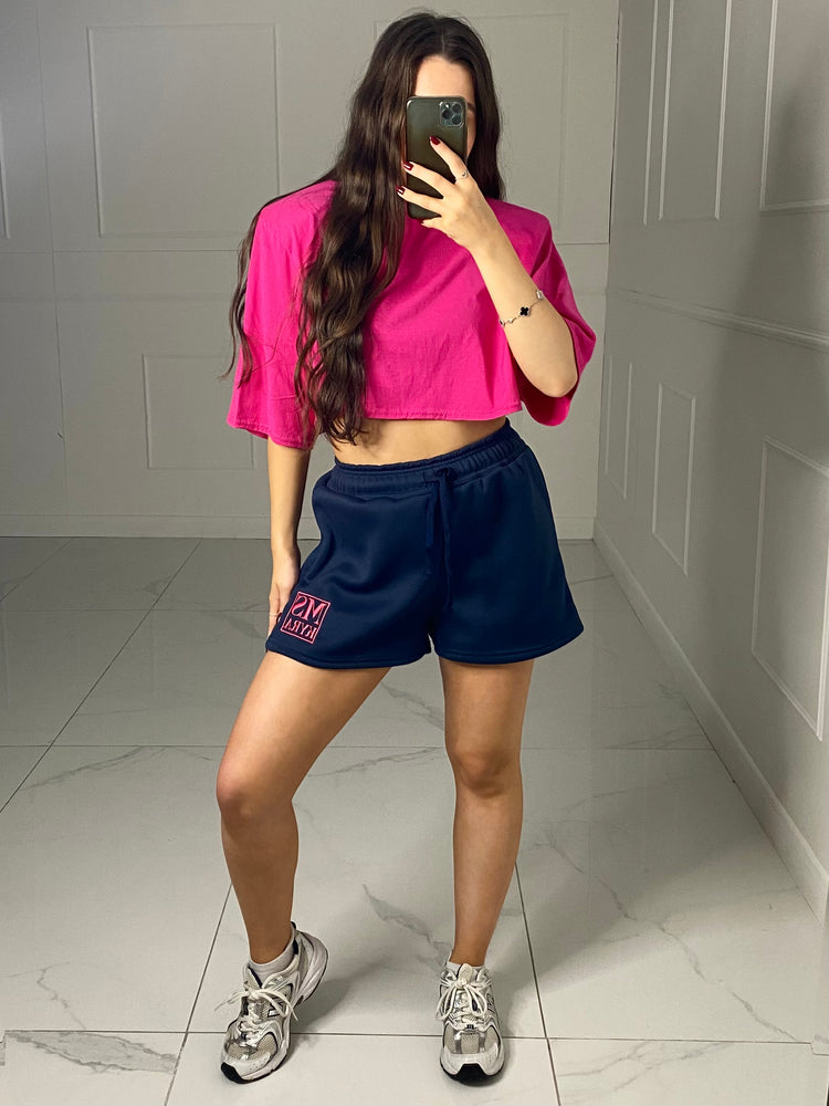 Miskyra Embroidered Shorts - Navy