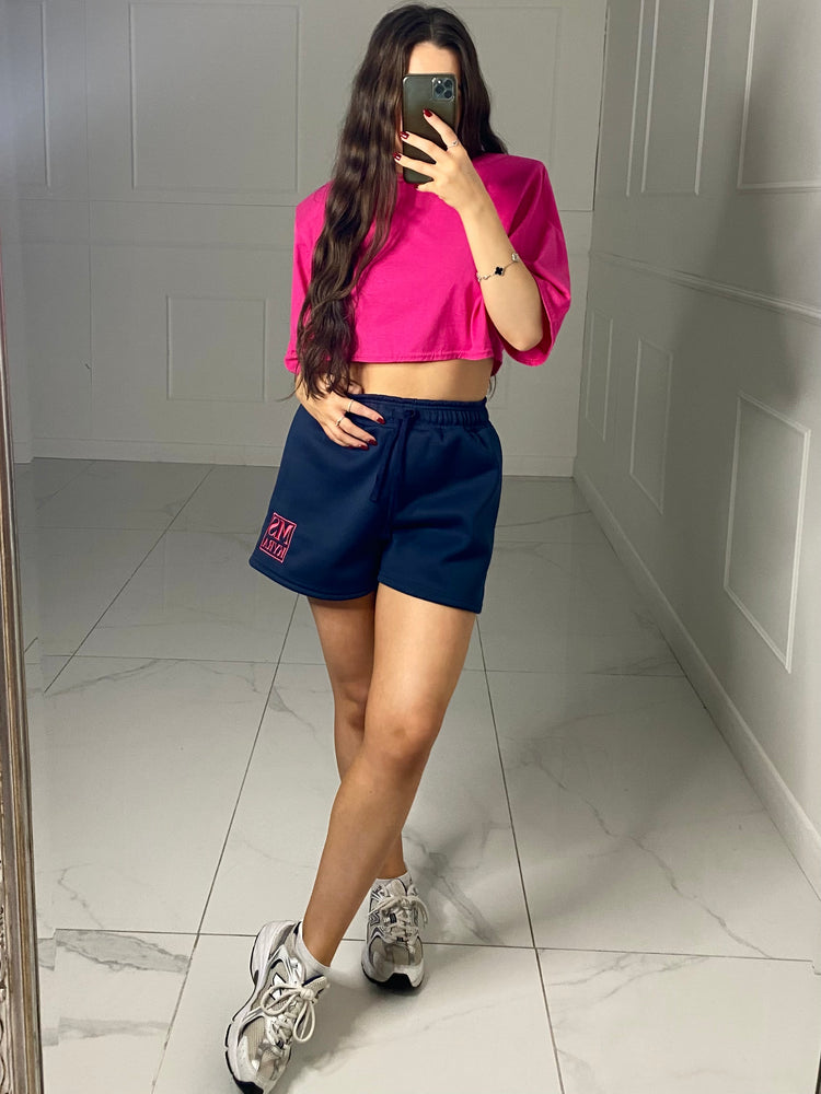 Miskyra Embroidered Shorts - Navy