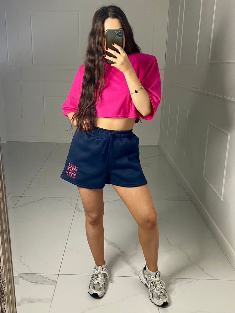 Miskyra Embroidered Shorts - Navy