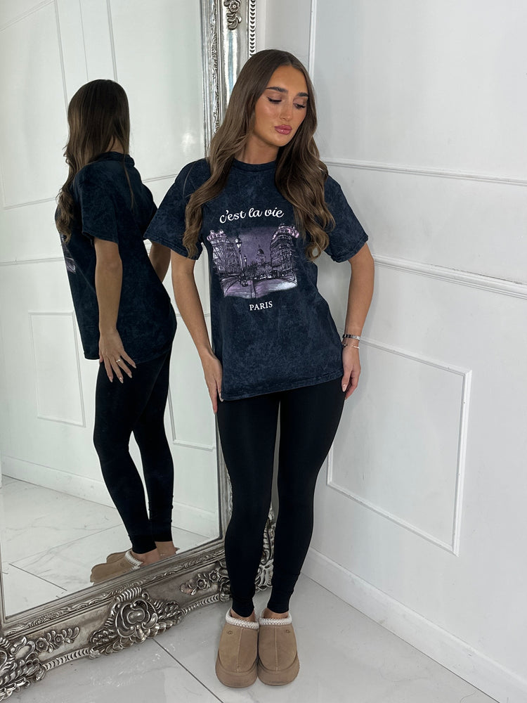 Cest La Vie T-Shirt - Charcoal Grey