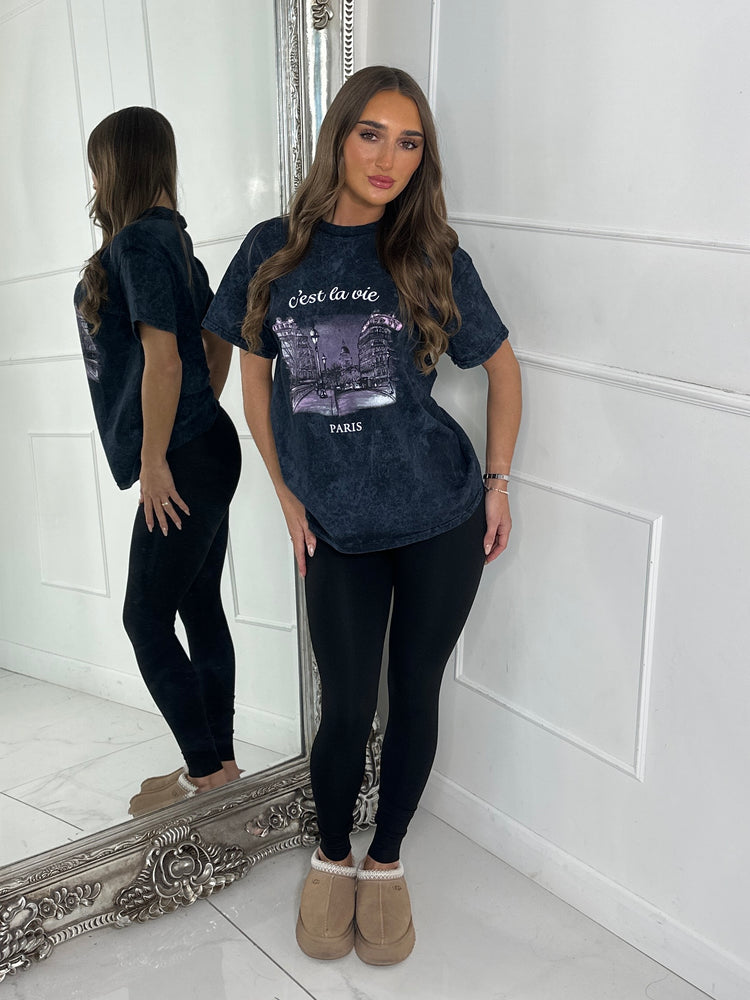 Cest La Vie T-Shirt - Charcoal Grey