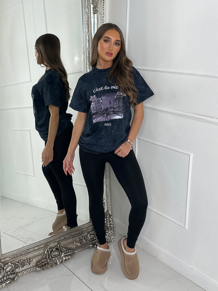 Cest La Vie T-Shirt - Charcoal Grey