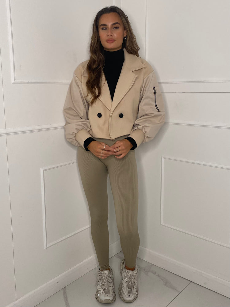 Balloon Sleeve Cropped Jacket - Cream