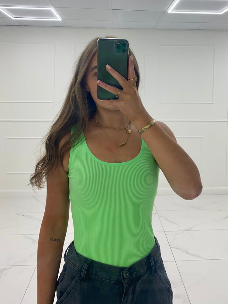 Ribbed Seamless Bodysuit - Green