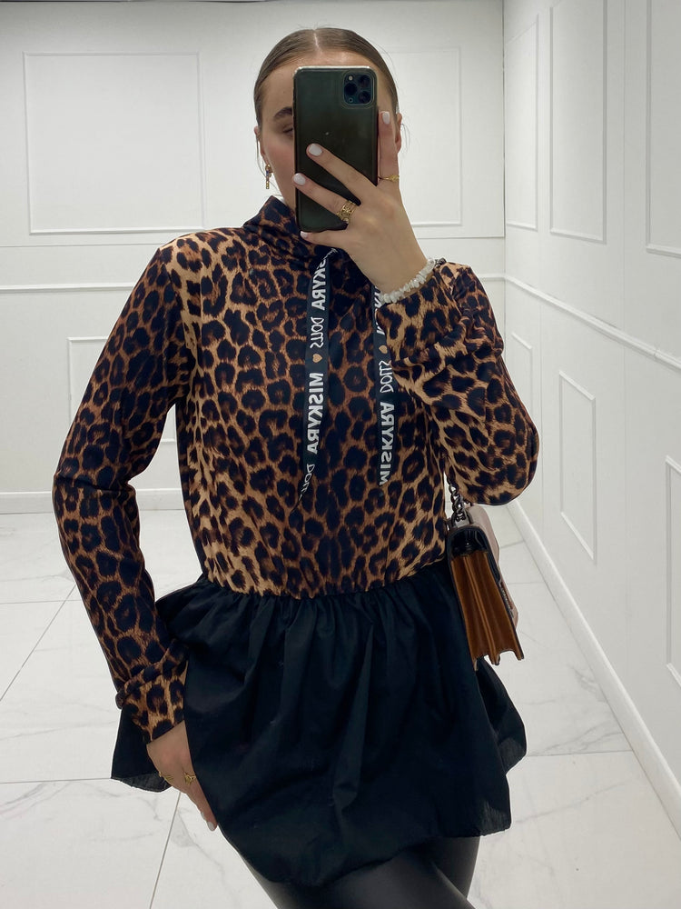 PVC Frill Hoodie - Lepard/Black