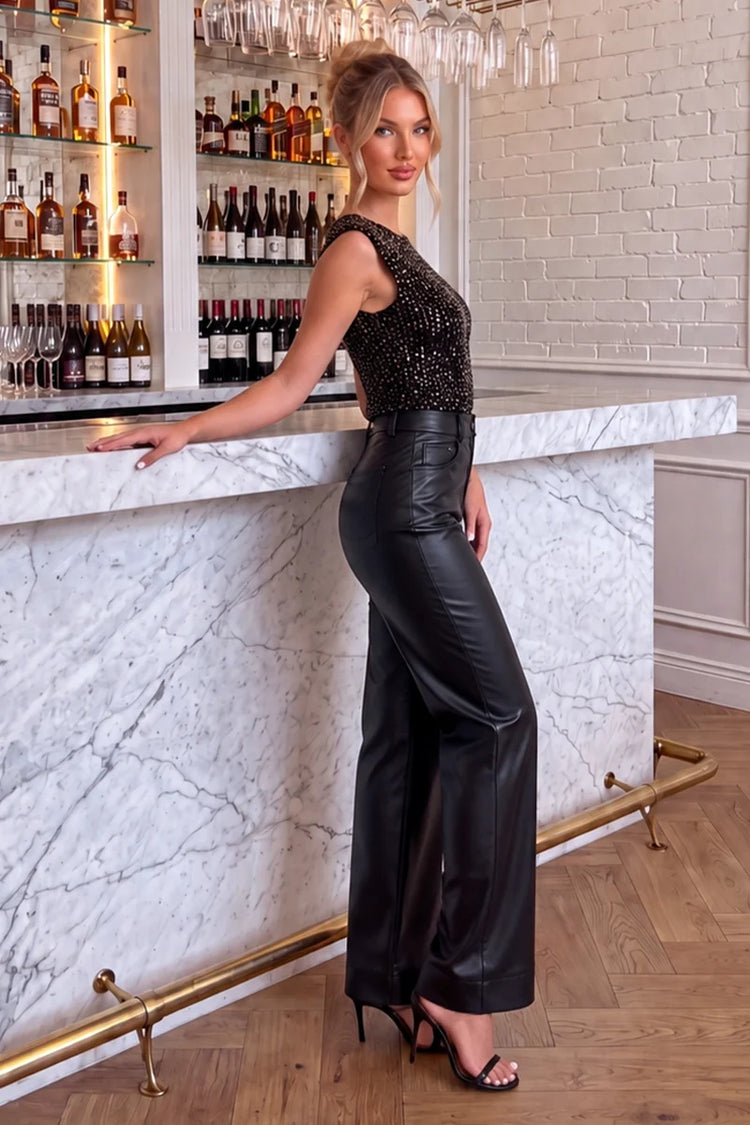 Bronze Velvet Sequin Sleeveless Bodysuit