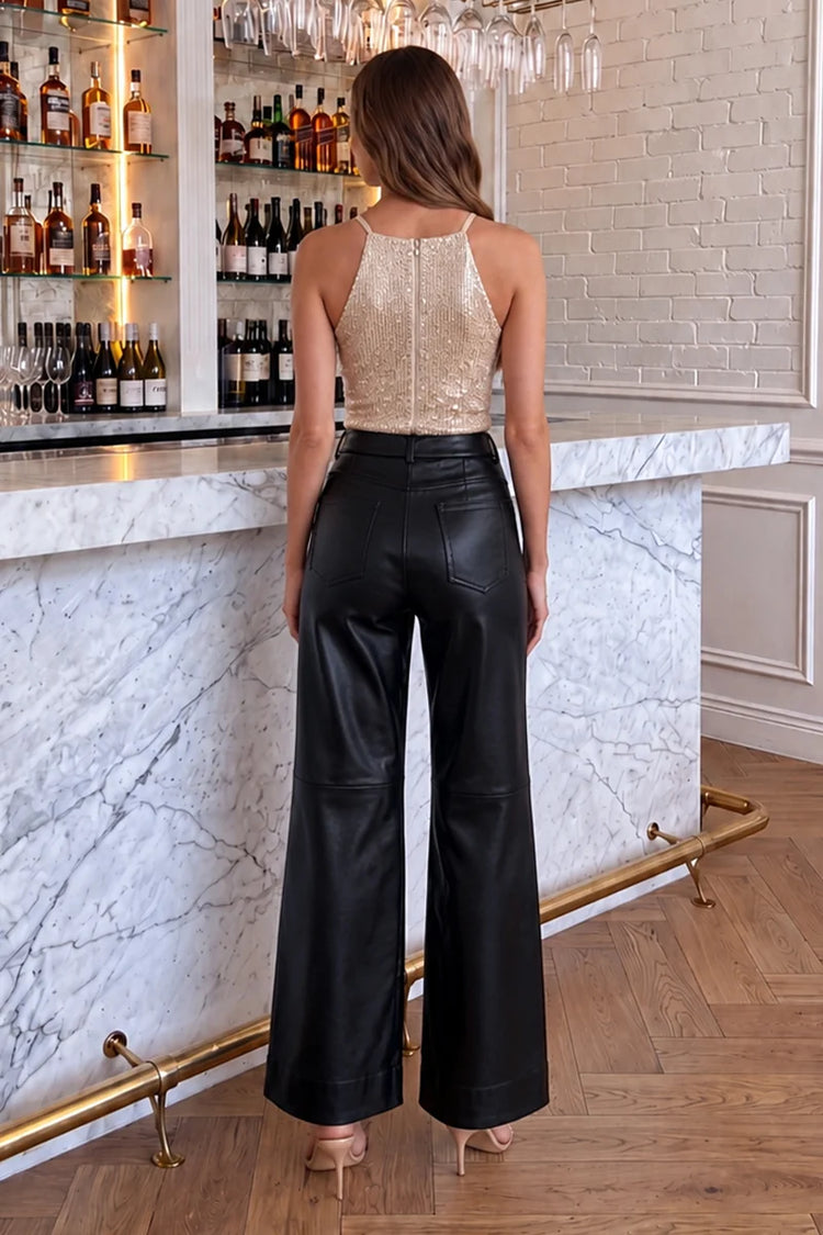 Champagne Sequin High Neck Bodysuit