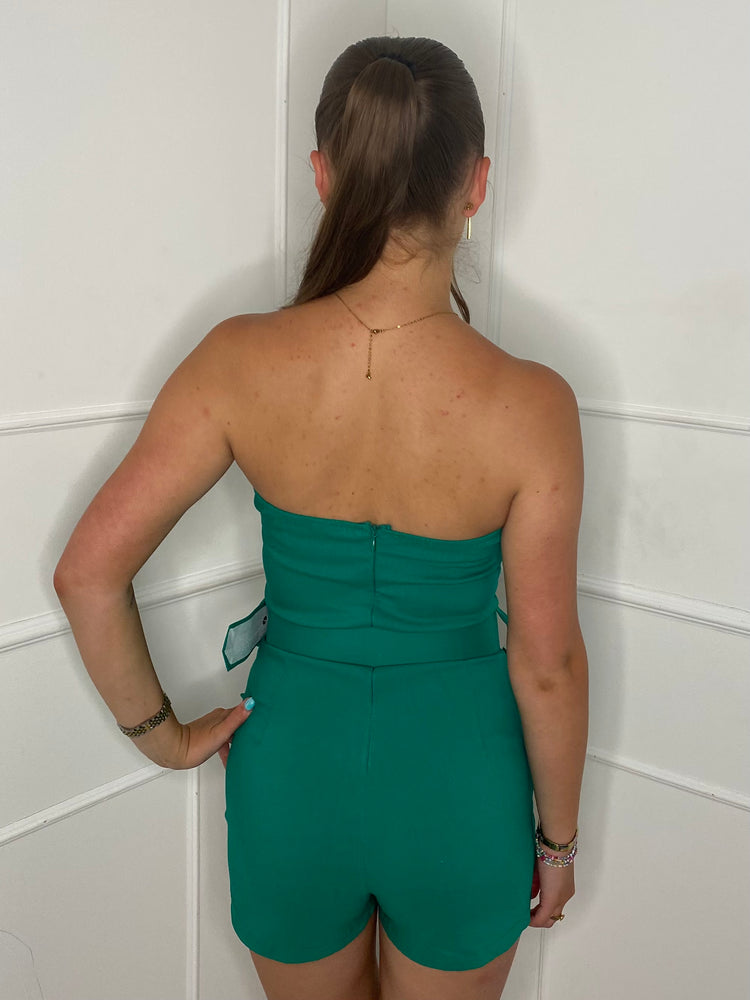 Belted Cargo Style Playsuit - Green