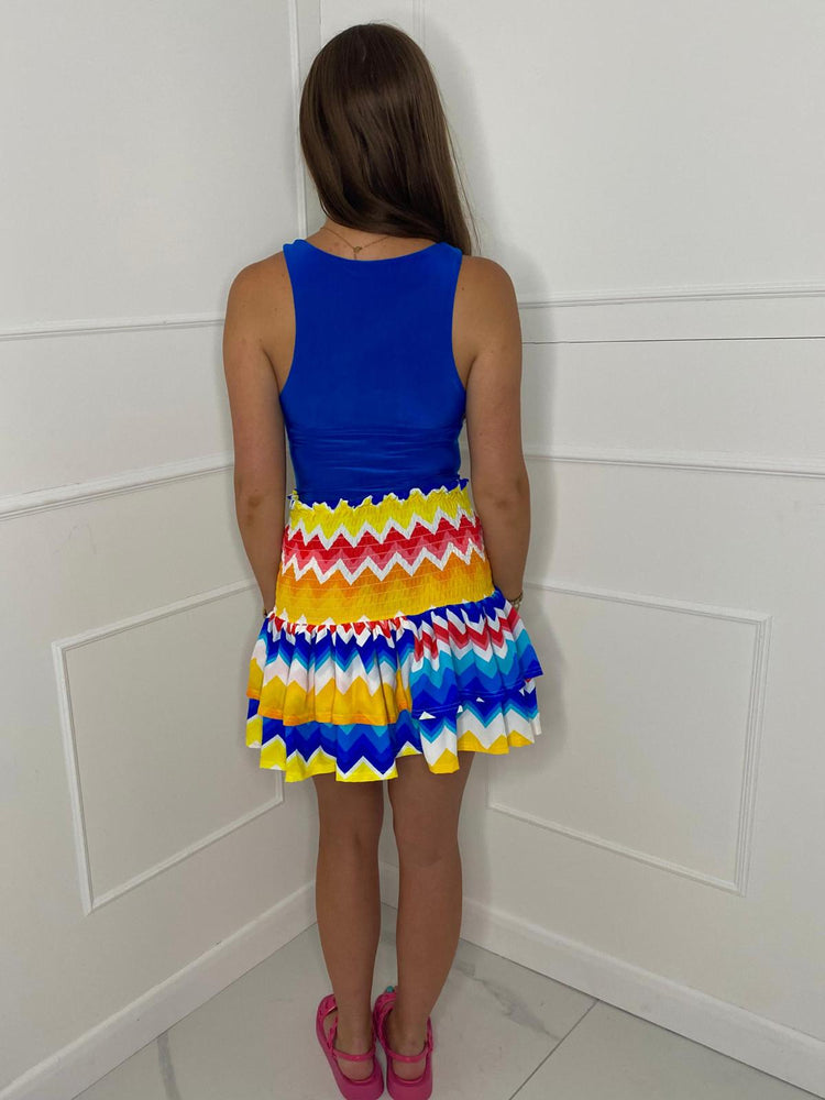 RaRa Zigzag Print Skirt - Yellow/Blue