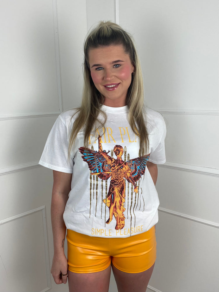 Low Waisted Matte PVC Shorts- Orange