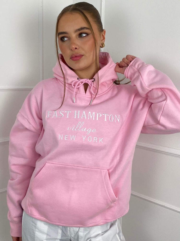 East Hampton Print Hoodie - Baby Pink