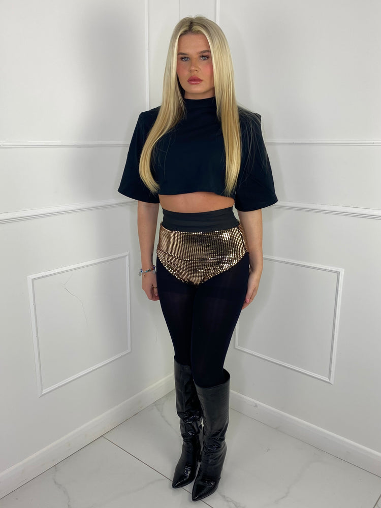 Sequin Knicker Shorts - Gold