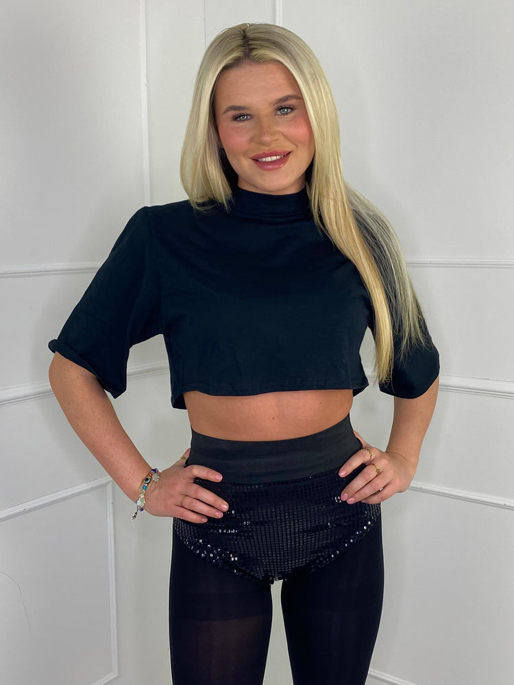 Sequin Knicker Shorts- Black