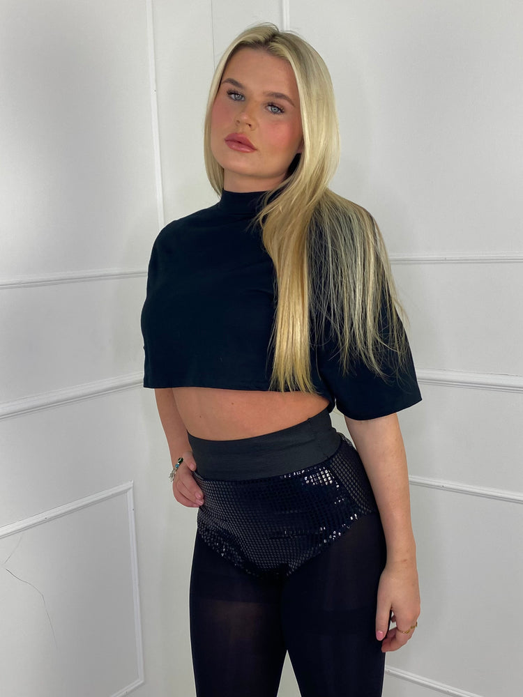 Sequin Knicker Shorts- Black