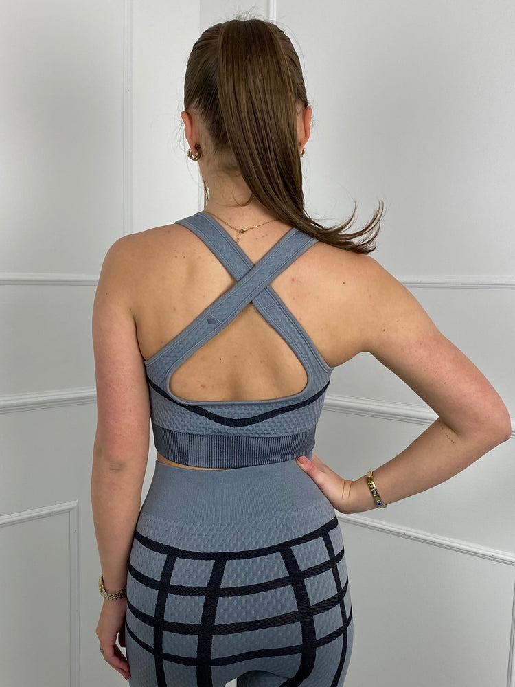 Patterned 3 Piece Gym Set- Grey/Black