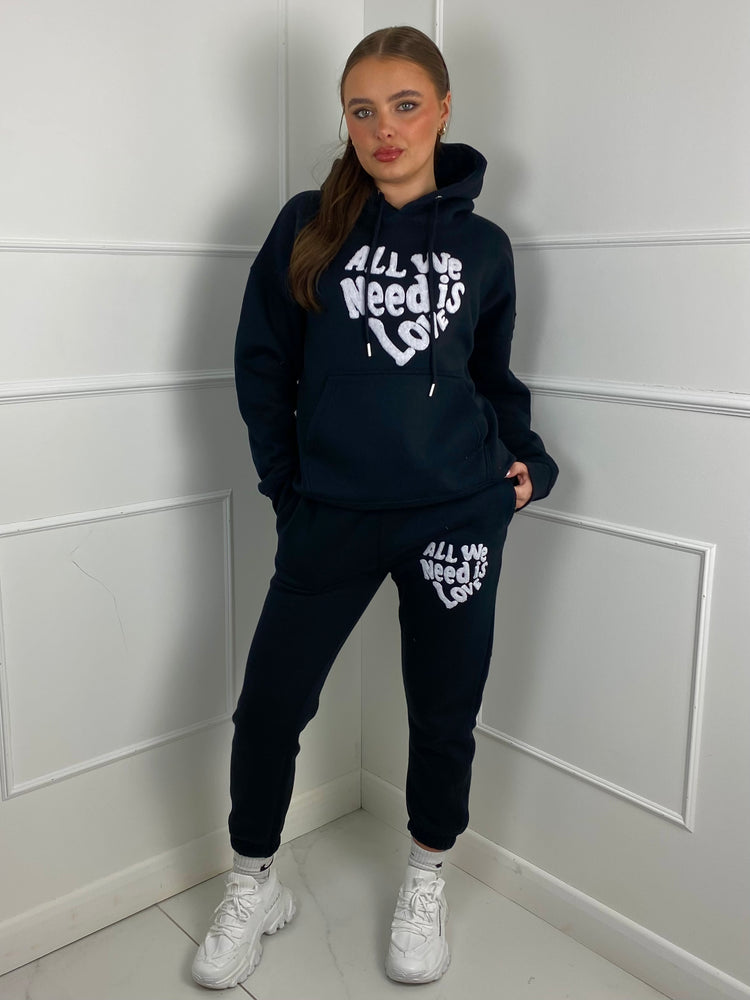 'All We Need Is Love' Hooded Tracksuit- Black