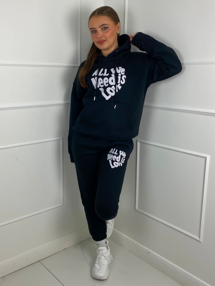 'All We Need Is Love' Hooded Tracksuit- Black