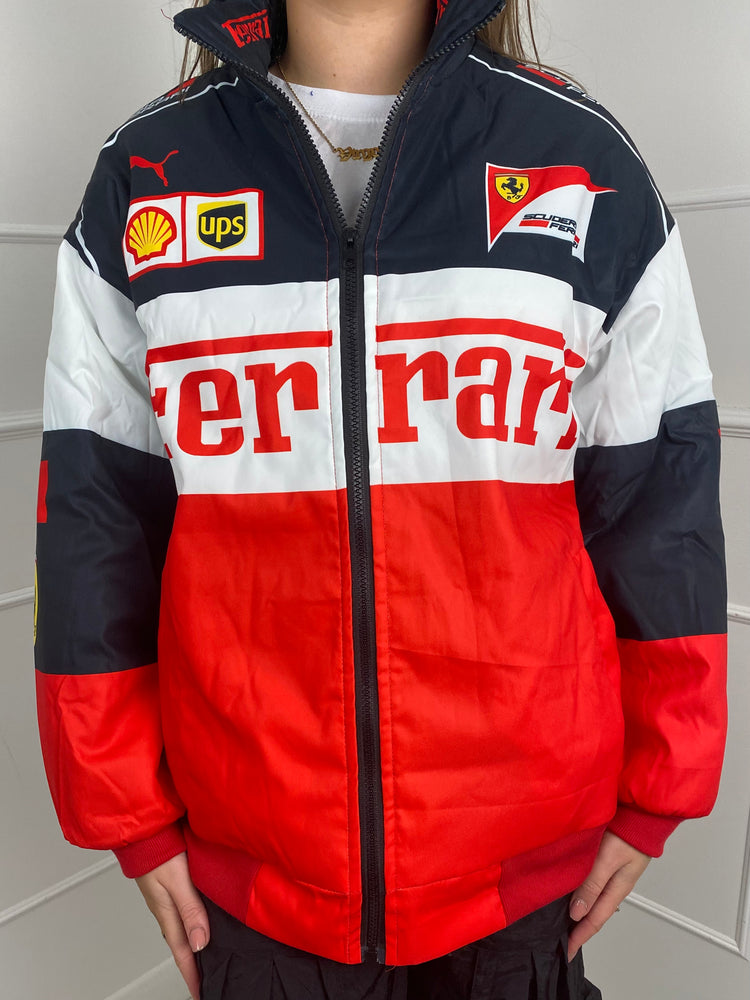 F1 Style Racer Oversized Jacket - Red/White