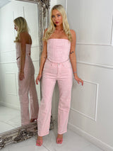 Diamante Wide Leg Jeans - Barbie Pink Denim