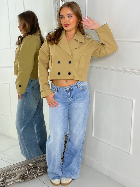 Crop Trench Jacket - Beige