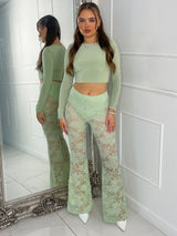 Built In Sage Green Knicker Underlayer Lace Flares - Sage Green
