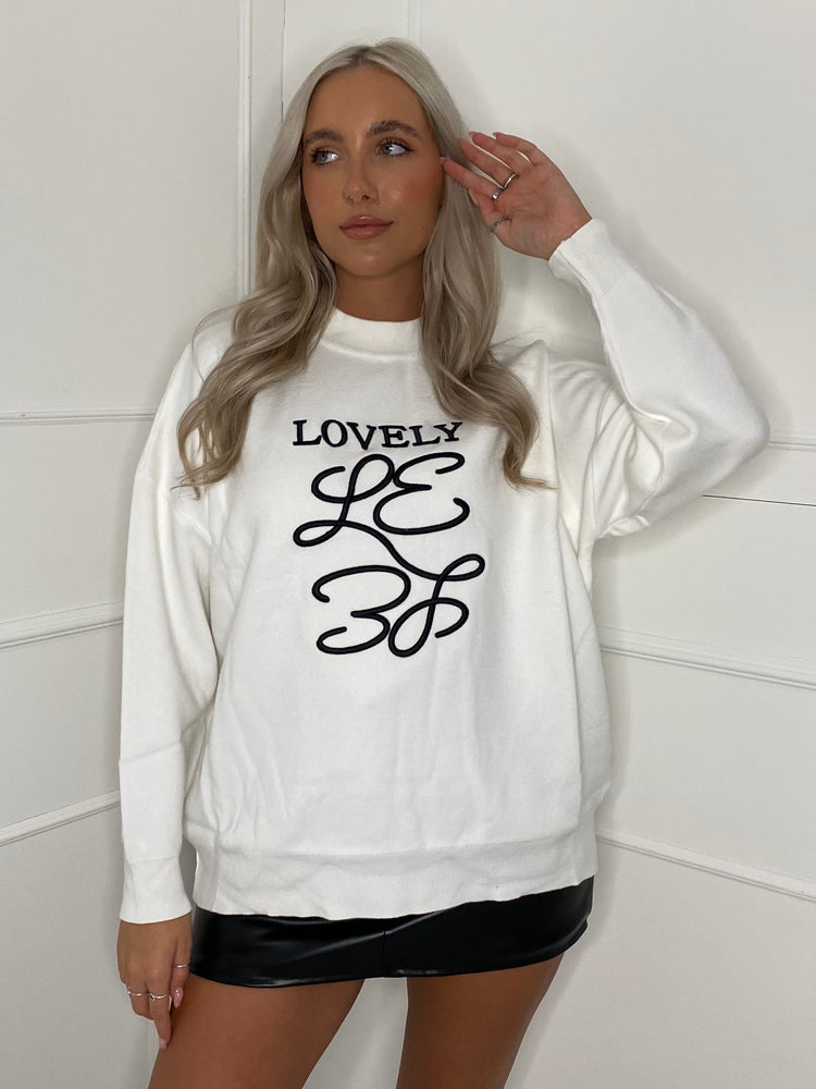 'Lovely' Soft-touch Jumper - White