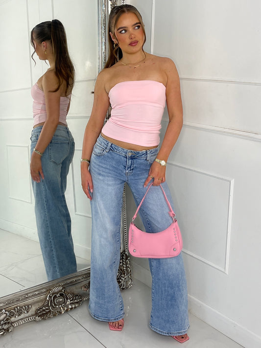 Ribbed Bandeau Top - Baby Pink
