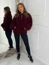 Plain Half Zip Fleece - Wine