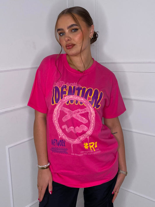 Identical Print T-shirt- Cerise Pink