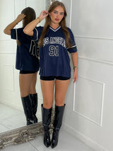 Los Angeles 91 Varsity Tee - Navy / White