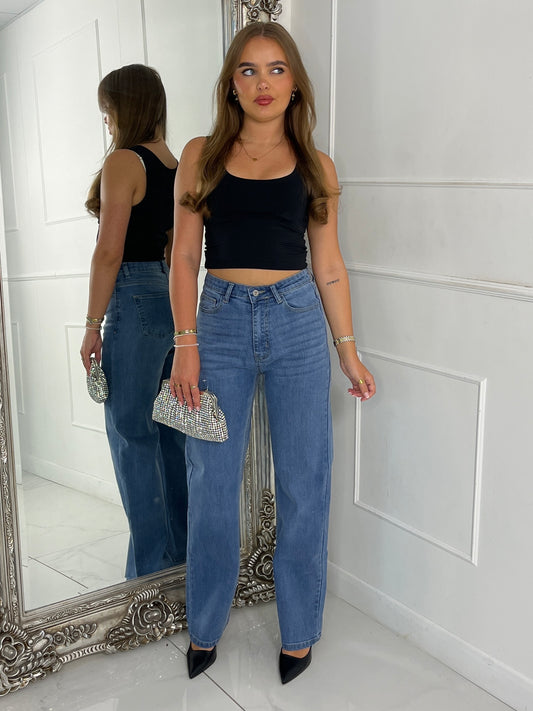Wide Leg Jeans - Denim Blue