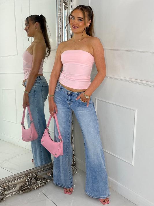 Ribbed Bandeau Top - Baby Pink