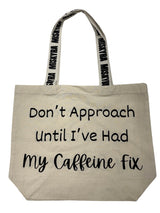 Caffeine Fix Branded Strap Slogan Tote Bag - Natural