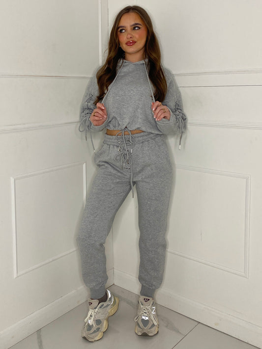 Lace Up Detail Tracksuit - Grey