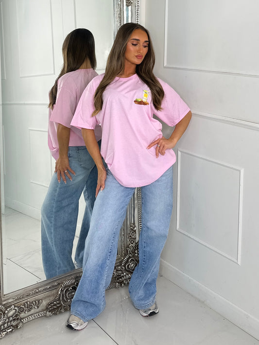 Tequila Therapy Print Tee - Baby Pink