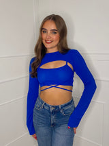 Two Piece Cut Out Crop Top - Royal Blue