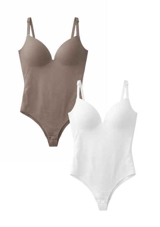 MULTI PACK Seamless Shapewear Bodysuit - Taupe/White