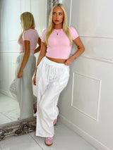 Wide Leg Linen Pants - White
