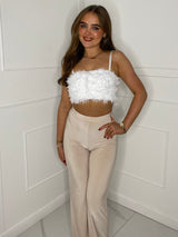 Feather Bandeau Top - White