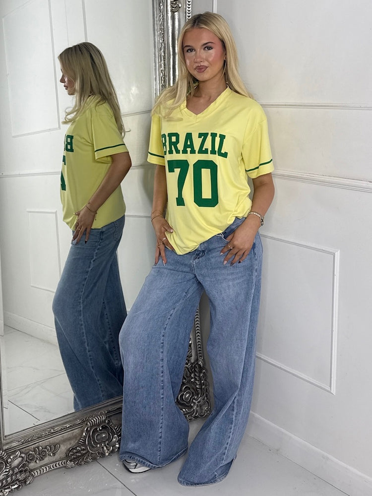 Oversized V Neck Tee - Brazil