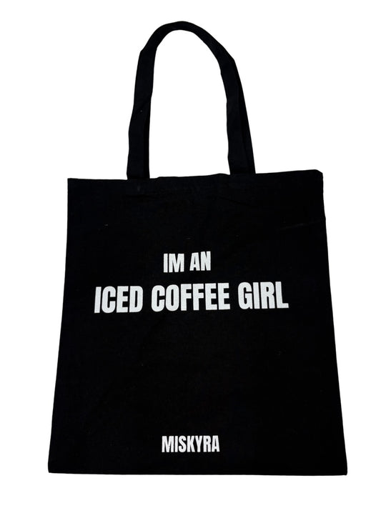 Iced Coffee Girl Canvas Tote Bag - Black