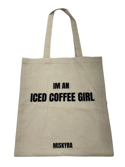 Iced Coffee Girl Canvas Tote Bag - Natural