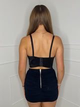Embellished Padded Cup Crop Corset - Black Style 3