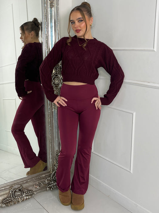 Sculpt Energy High Waist Flares - Wine