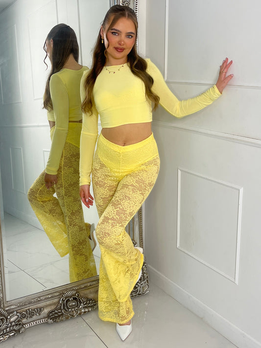Built In Yellow Knicker Underlayer Lace Flares - Yellow