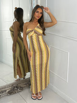 Crochet One Shoulder Dress - Yellow Multi